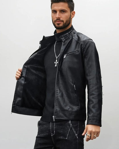 Men's biker jacket in modern style – Casual PU leather jacket for everyday & going out
