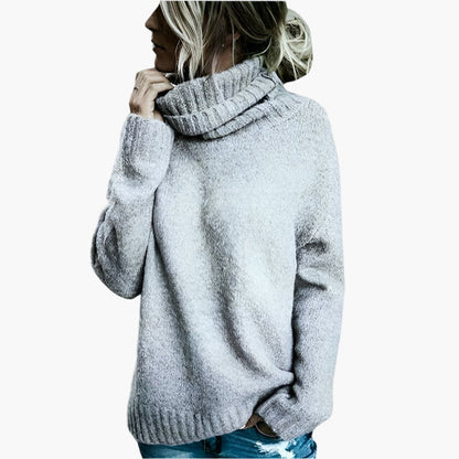 Women's Oversize Turtleneck Sweater – Casual Knit Sweater for Autumn and Winter