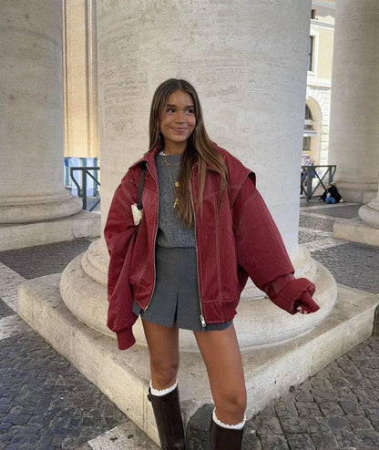 Damen Oversized Bomberjacke Streetstyle Übergangsjacke für Freizeit & Alltag