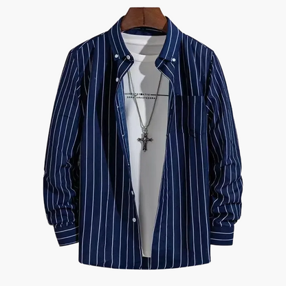 Herren Business Freizeithemd mit Streifenmuster – Elegantes Langarmhemd für Büro & Alltag