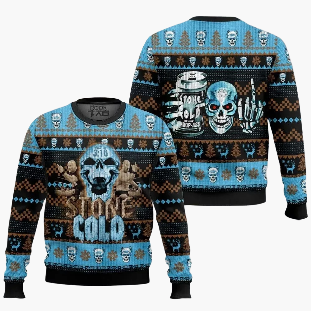 Herren Pullover Stone Cold Steve Austin Wrestling Ugly Christmas Sweater Fanartikel