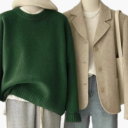 Women's Set Loose Sweater and Blazer – Fashionable Casual Look for Autumn and Winter