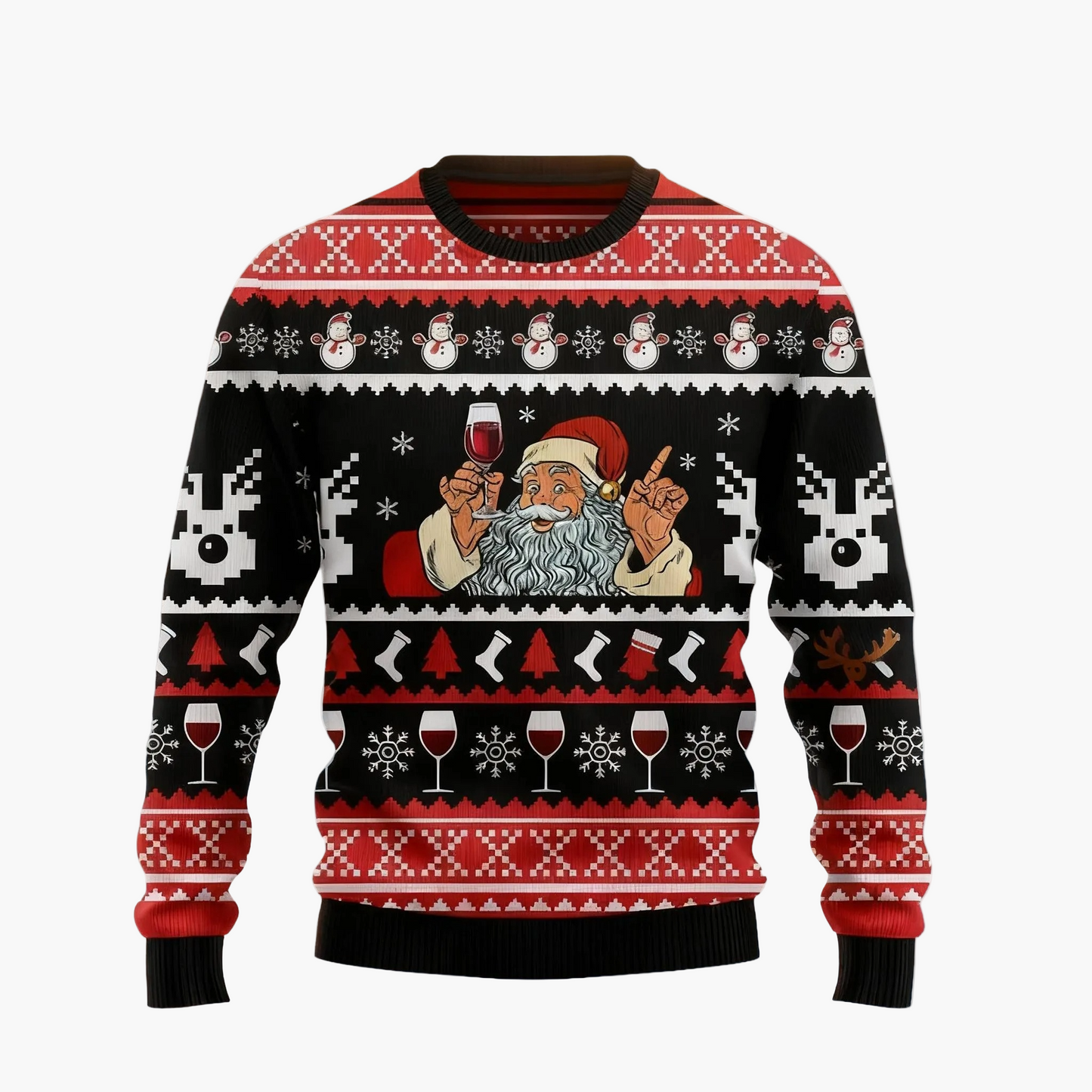 Herren Ugly Christmas Sweater Totenkopf Santa – Lustiger Weihnachtspullover für Männer