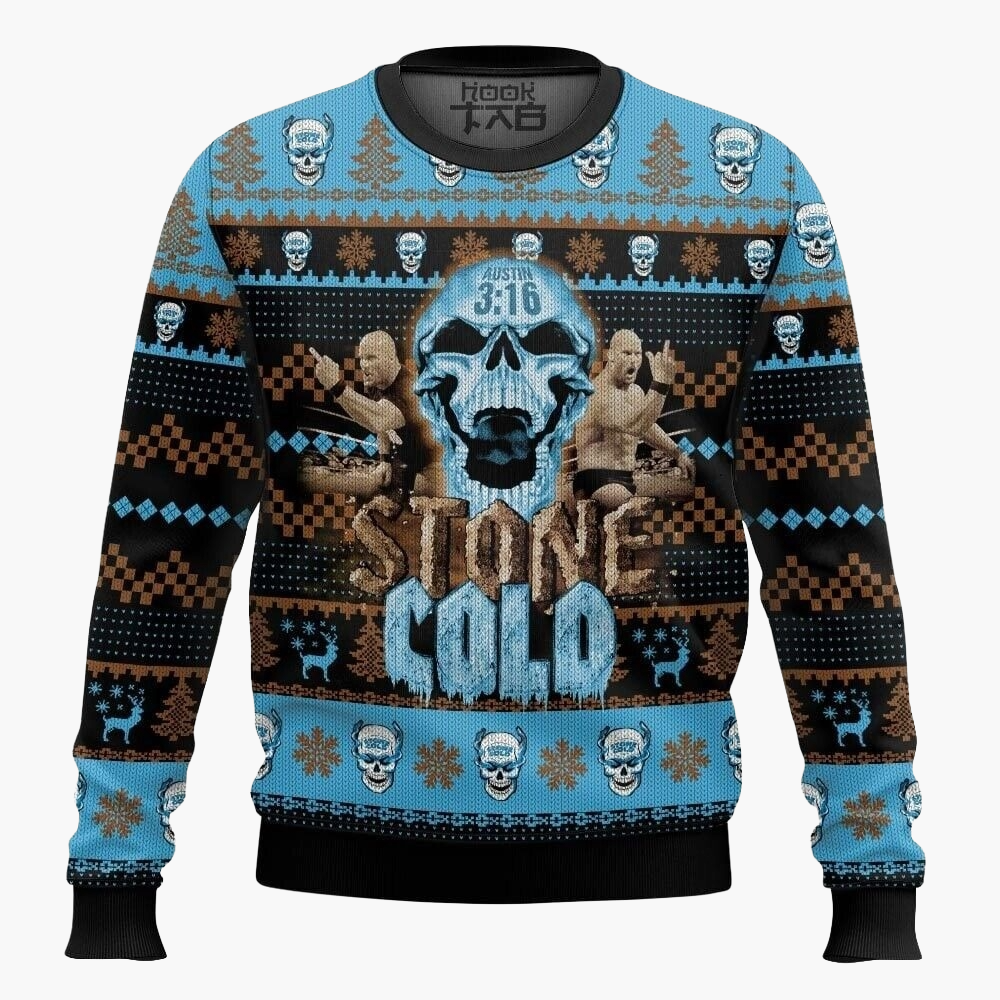 Herren Pullover Stone Cold Steve Austin Wrestling Ugly Christmas Sweater Fanartikel