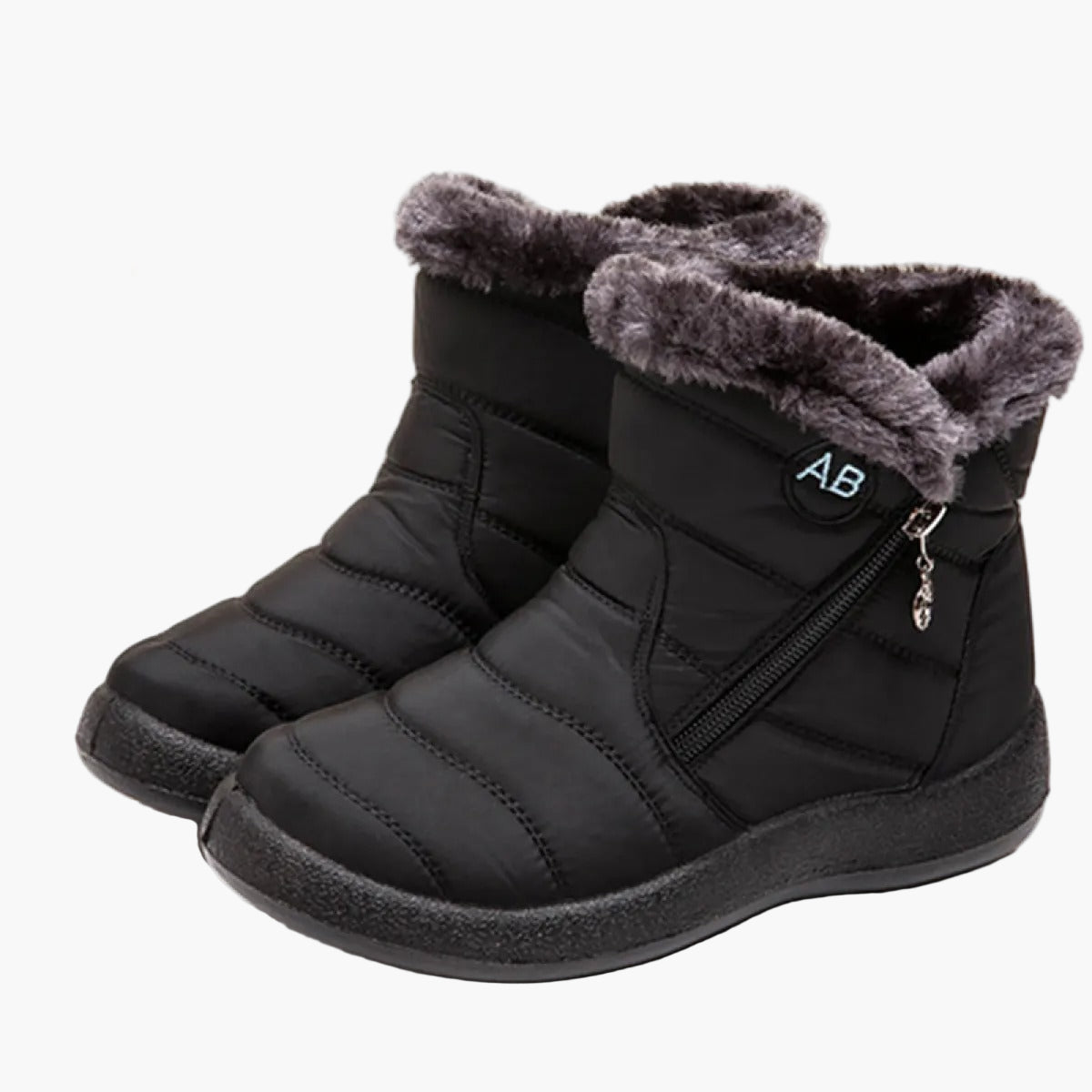 Women's winter boots with warm lining and zipper – Comfortable, non-slip outdoor shoes for cold days