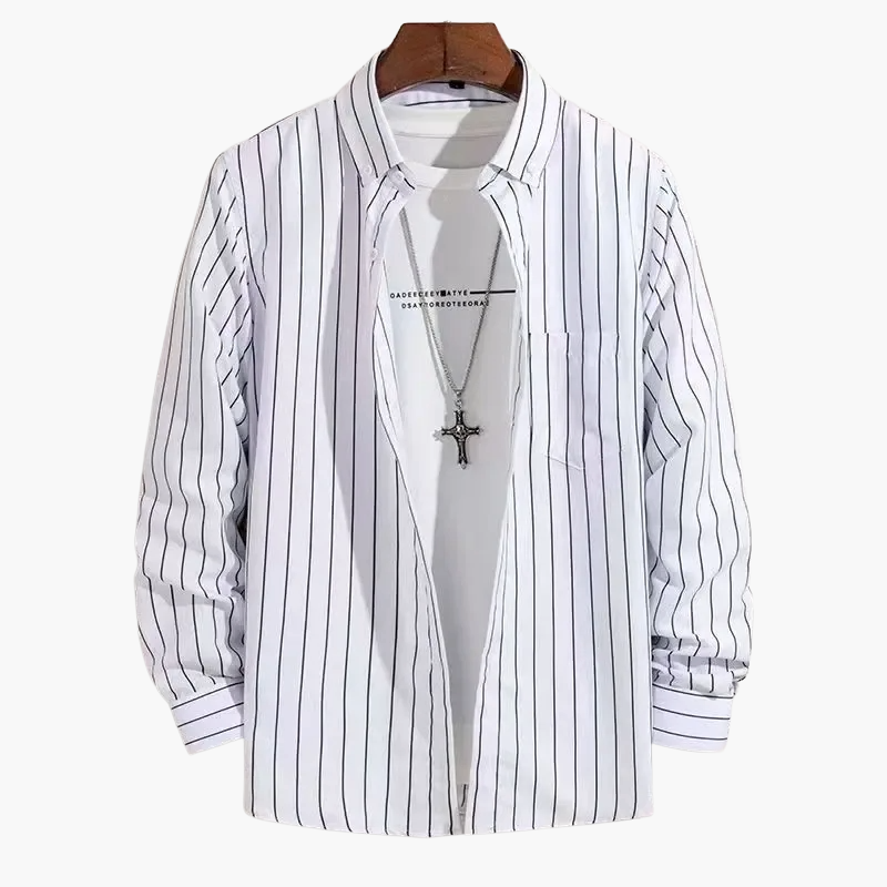Herren Business Freizeithemd mit Streifenmuster – Elegantes Langarmhemd für Büro & Alltag