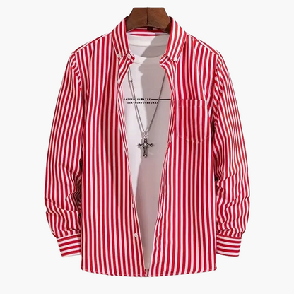 Herren Business Freizeithemd mit Streifenmuster – Elegantes Langarmhemd für Büro & Alltag