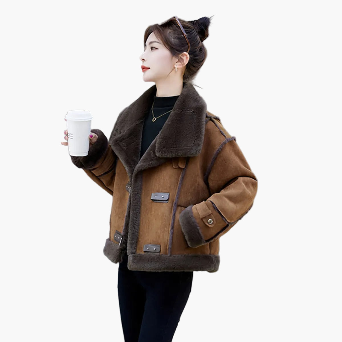 Women's winter jacket in casual pilot style – fashionable short jacket for everyday and leisure use