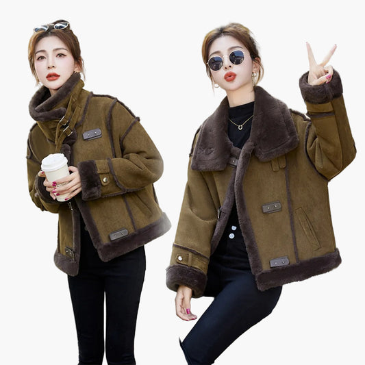 Women's winter jacket in casual pilot style – fashionable short jacket for everyday and leisure use