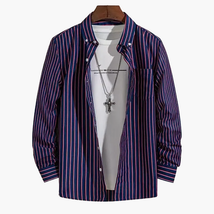 Herren Business Freizeithemd mit Streifenmuster – Elegantes Langarmhemd für Büro & Alltag