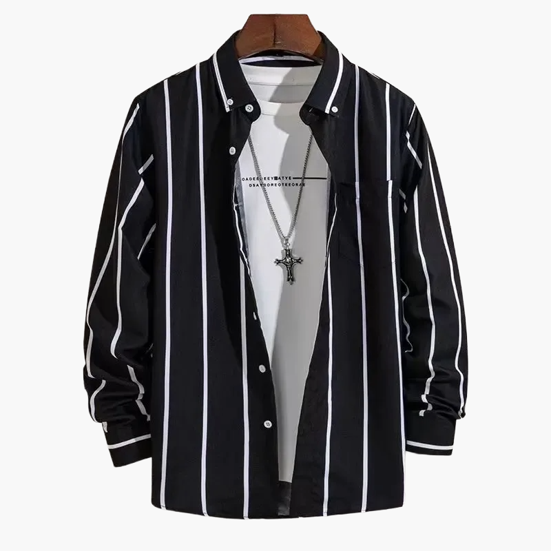 Herren Business Freizeithemd mit Streifenmuster – Elegantes Langarmhemd für Büro & Alltag