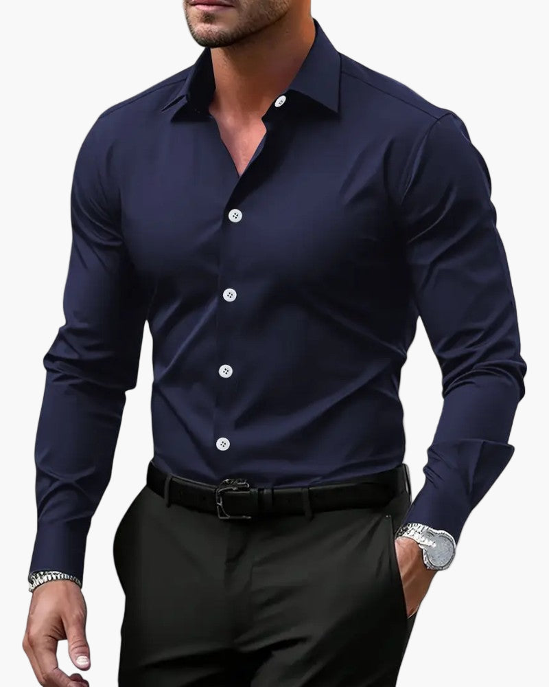 Men's Business Shirt Slim Fit – Modern Long Sleeve Shirt for Office & Elegant Occasions