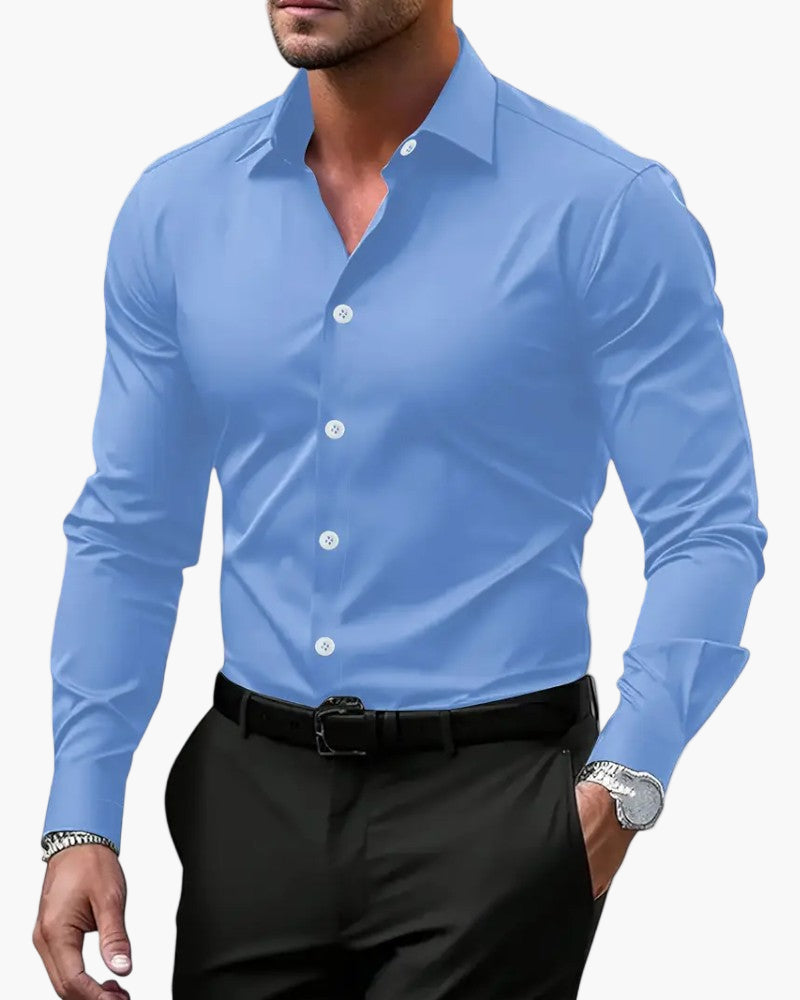 Men's Business Shirt Slim Fit – Modern Long Sleeve Shirt for Office & Elegant Occasions