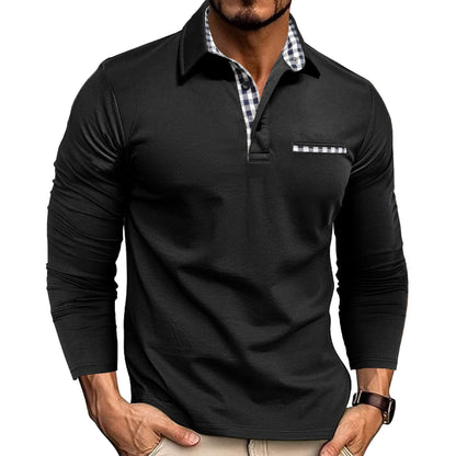 Herren Langarm-Poloshirt mit Karodetails – Eleganter Freizeit-Look für jeden Anlass