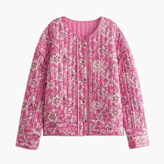 Women's quilted jacket with floral pattern – fashionable transitional jacket in vintage style for leisure and everyday use