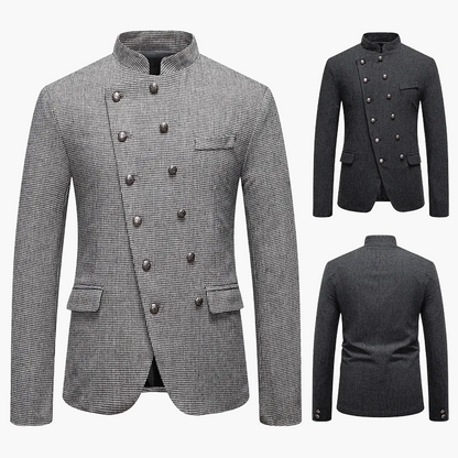 Herren Stehkragen Sakko – Eleganter Vintage-Militärstil für festliche Anlässe oder Business