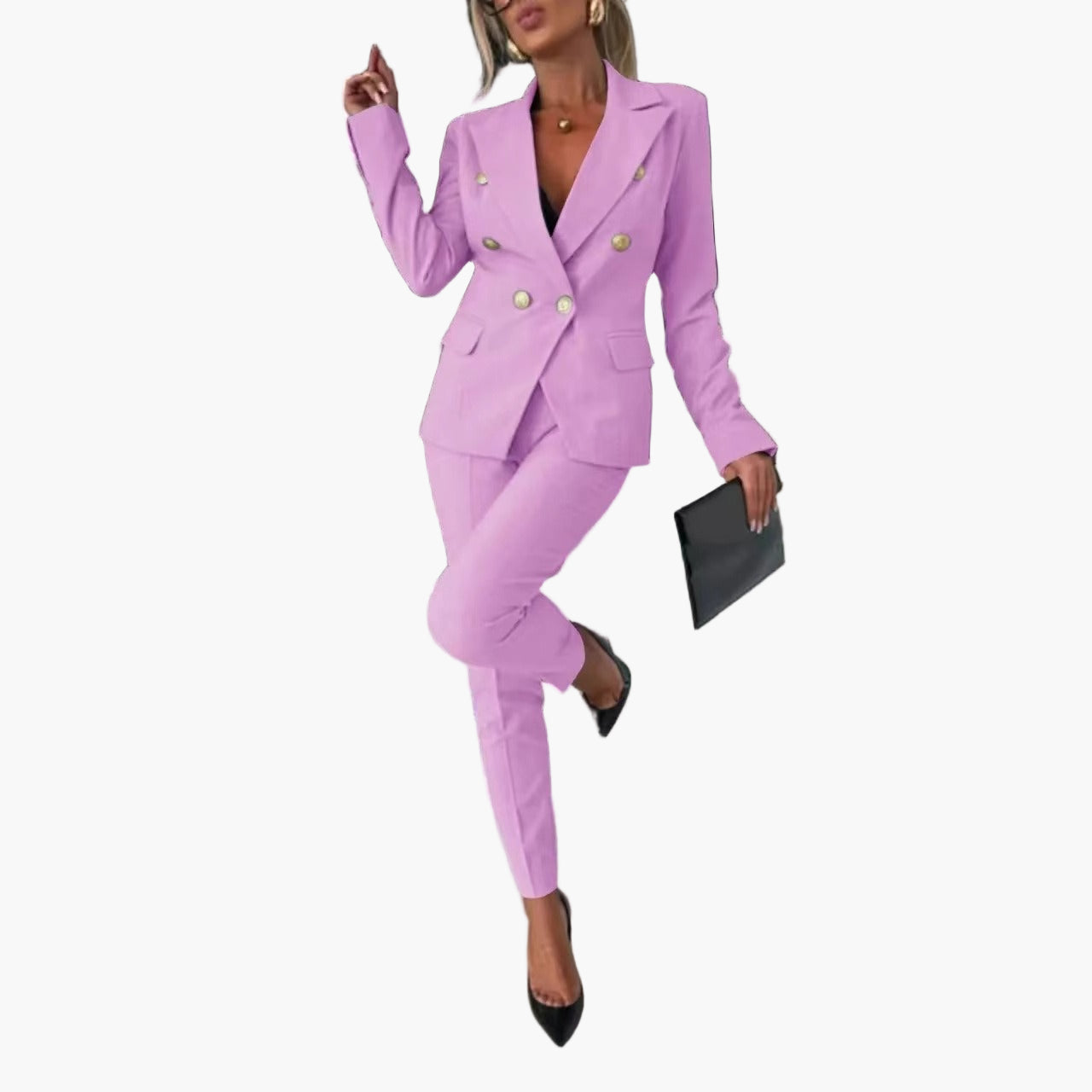 Damen Business Anzug Zweireiher mit tailliertem Schnitt – Eleganter Hosenanzug für Büro und festliche Anlässe