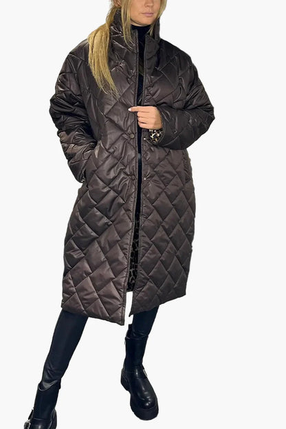Women's quilted coat with reversible function – Elegant winter coat with leopard print and modern cut for everyday and leisure use