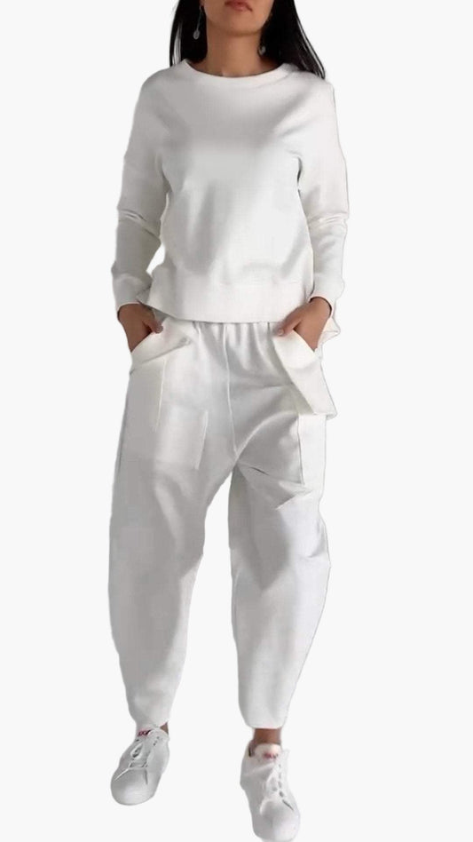 Damen Zweiteiler Cozy Lounge Set – Modischer Freizeitanzug für Zuhause & Alltag