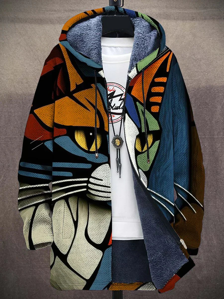 Women's hoodie with artistic cat print – stylish casual jacket for creative looks