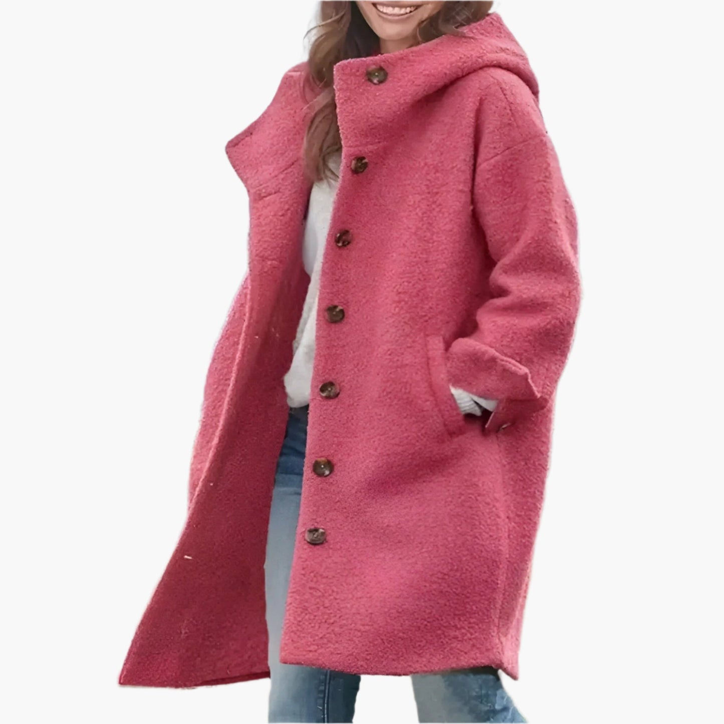 Women's Long Winter Coat – Casual Elegant Cozy Coat for Everyday & Leisure