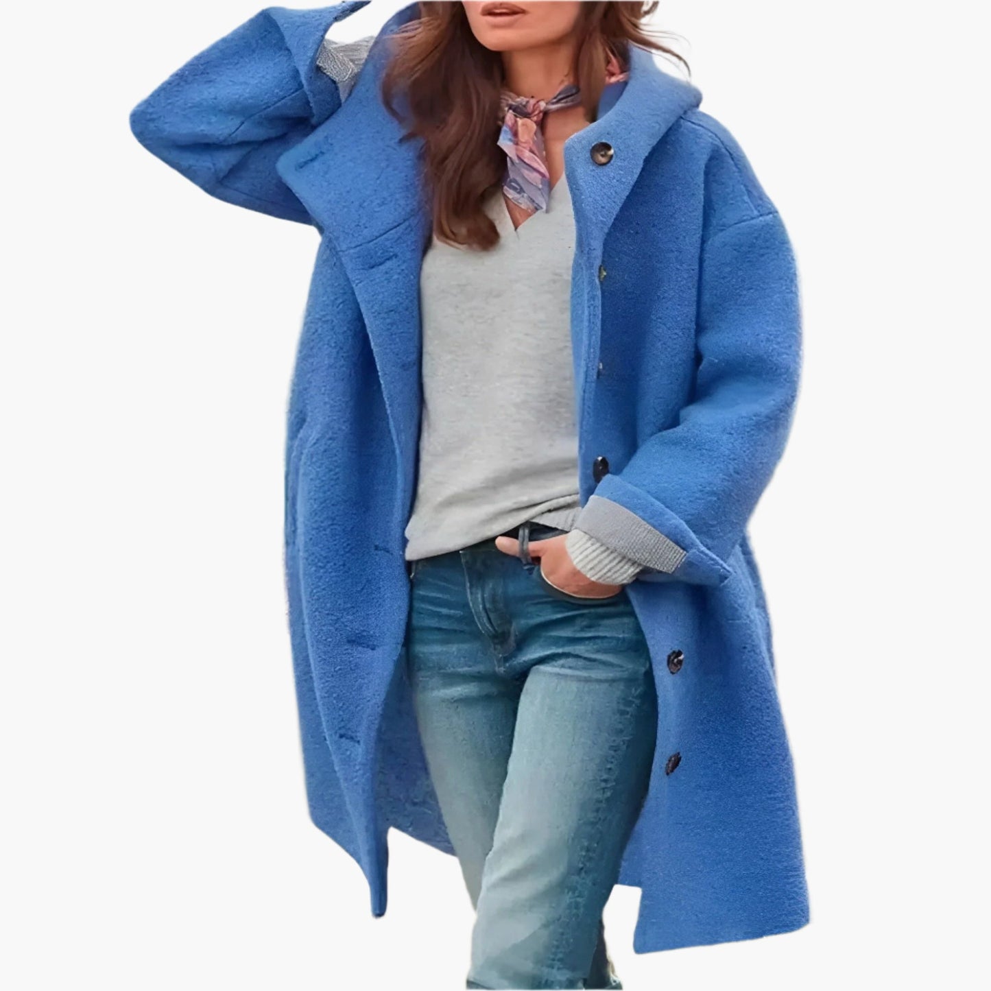 Women's Long Winter Coat – Casual Elegant Cozy Coat for Everyday & Leisure