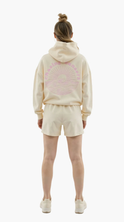 Women's Casual Oversize Hoodie with Tropical Embroidery – Modern Hooded Sweatshirt for Everyday and Vacation
