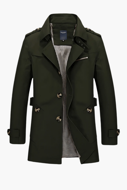 Men's Trench Coat Classic Modern Transitional Jacket Business Casual