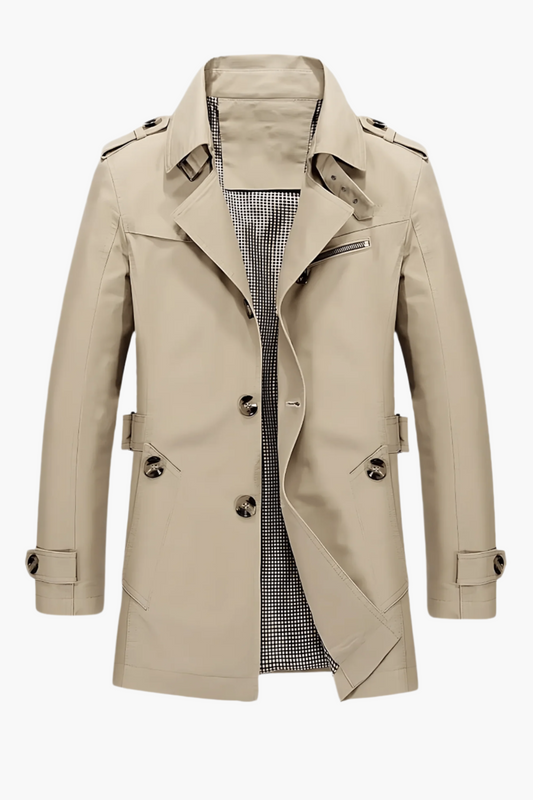 Men's Trench Coat Classic Modern Transitional Jacket Business Casual