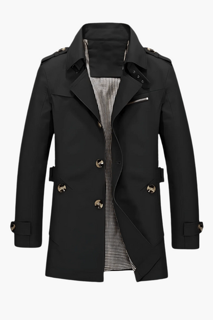 Men's Trench Coat Classic Modern Transitional Jacket Business Casual