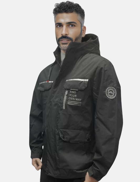 Men's Outdoor Functional Jacket – Waterproof, Windproof, Detachable Hood, Versatile for Everyday & Adventure
