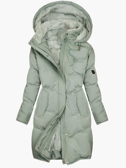 Women's winter quilted coat with hood – elegant, warm parka for everyday & outdoor