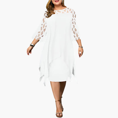 Damen Elegantes Plus Size Abendkleid mit Spitzenärmeln und Asymmetrischem Schnitt – Perfekt für festliche Anlässe