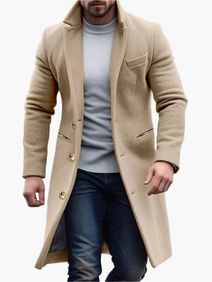 Men's Classic Winter Coat – Elegant Long Coat for Business & Leisure