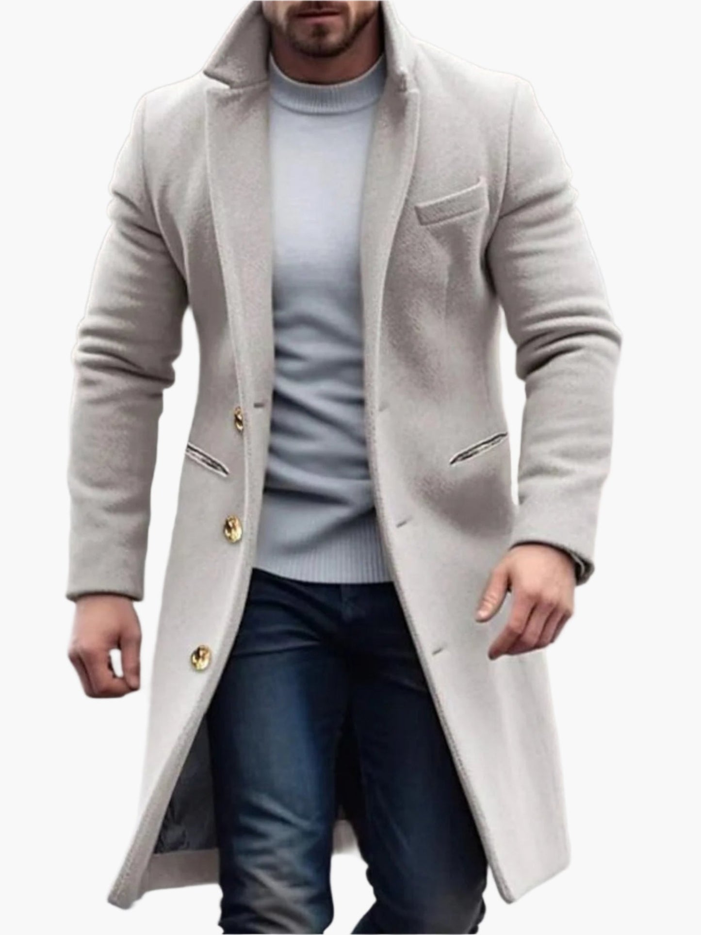 Men's Classic Winter Coat – Elegant Long Coat for Business & Leisure