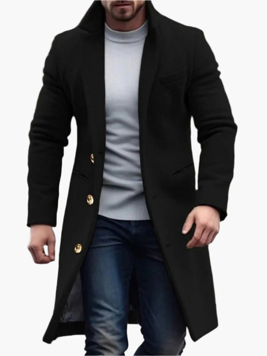 Men's Classic Winter Coat – Elegant Long Coat for Business & Leisure
