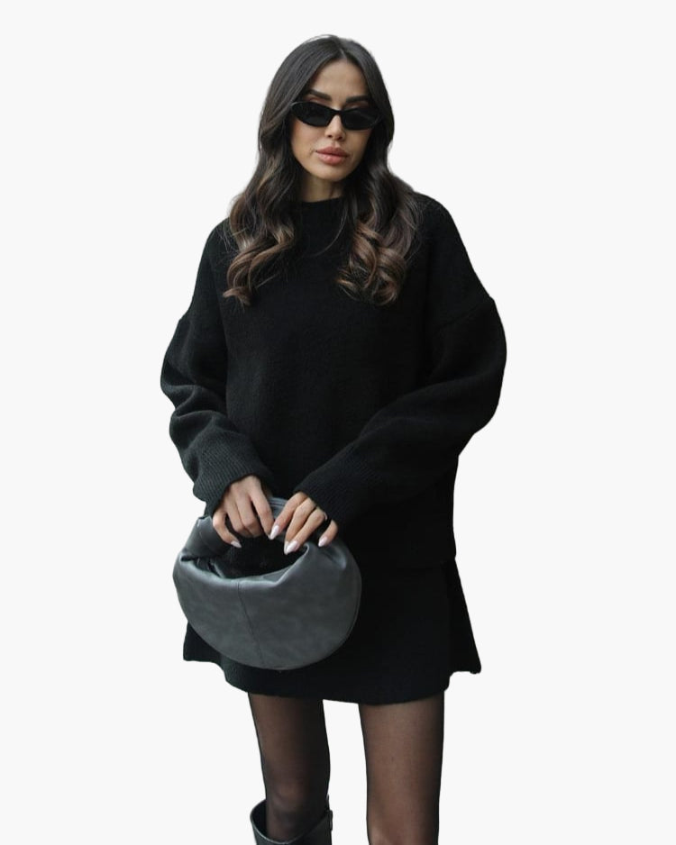 Women's Knitting Set Autumn Winter – Fashionable Sweater & Skirt Set for Everyday and Going Out