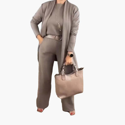 Damen 3-Teilige Elegante Business Casual Set – Anzug mit Blazer, Shirt und Hose für Büro & Alltag