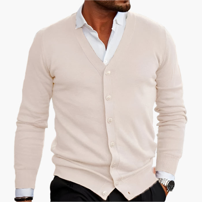 Men's cardigan with V-neck – Elegant business & casual knit jacket