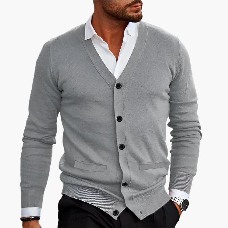 Men's cardigan with V-neck – Elegant business & casual knit jacket