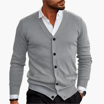 Men's cardigan with V-neck – Elegant business & casual knit jacket