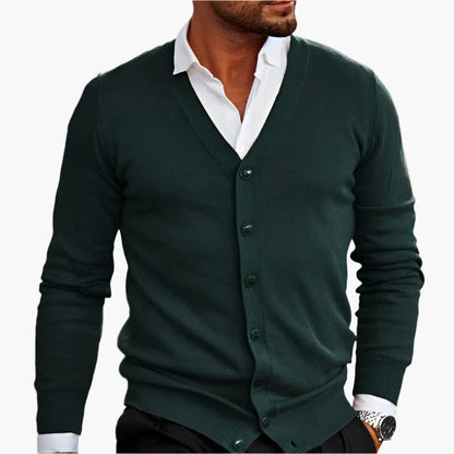 Men's cardigan with V-neck – Elegant business & casual knit jacket