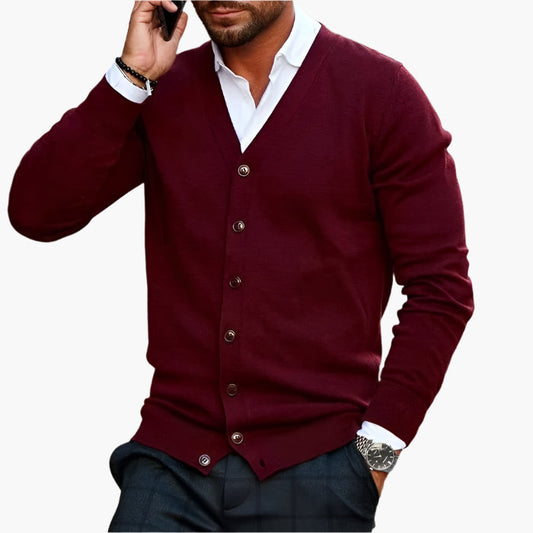 Men's cardigan with V-neck – Elegant business & casual knit jacket