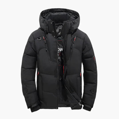 Men's Winter Quilted Jacket Outdoor Warm Casual Jacket with Hood