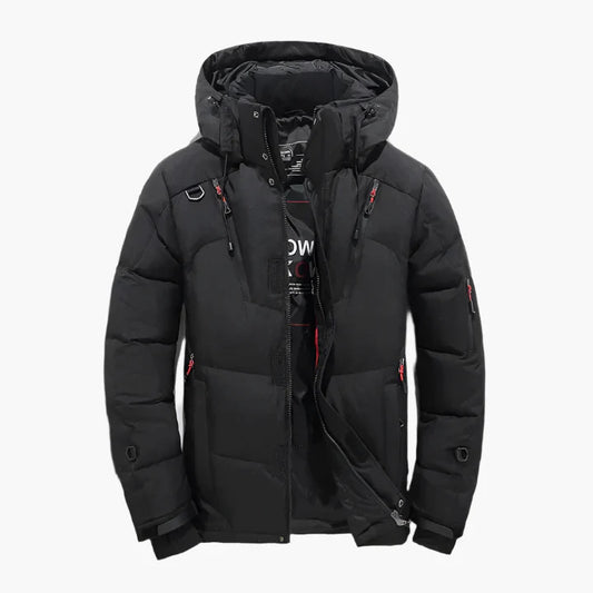 Men's Winter Quilted Jacket Outdoor Warm Casual Jacket with Hood