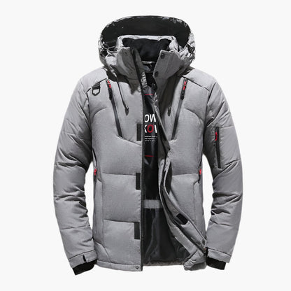 Men's Winter Quilted Jacket Outdoor Warm Casual Jacket with Hood