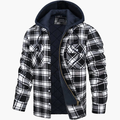 Men's Winter Flannel Jacket with Hood – Casual Outdoor Style for Autumn & Winter