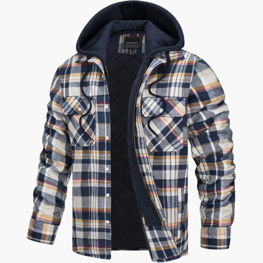 Men's Winter Flannel Jacket with Hood – Casual Outdoor Style for Autumn & Winter
