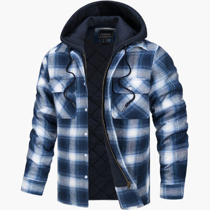 Men's Winter Flannel Jacket with Hood – Casual Outdoor Style for Autumn & Winter