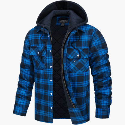 Men's Winter Flannel Jacket with Hood – Casual Outdoor Style for Autumn & Winter